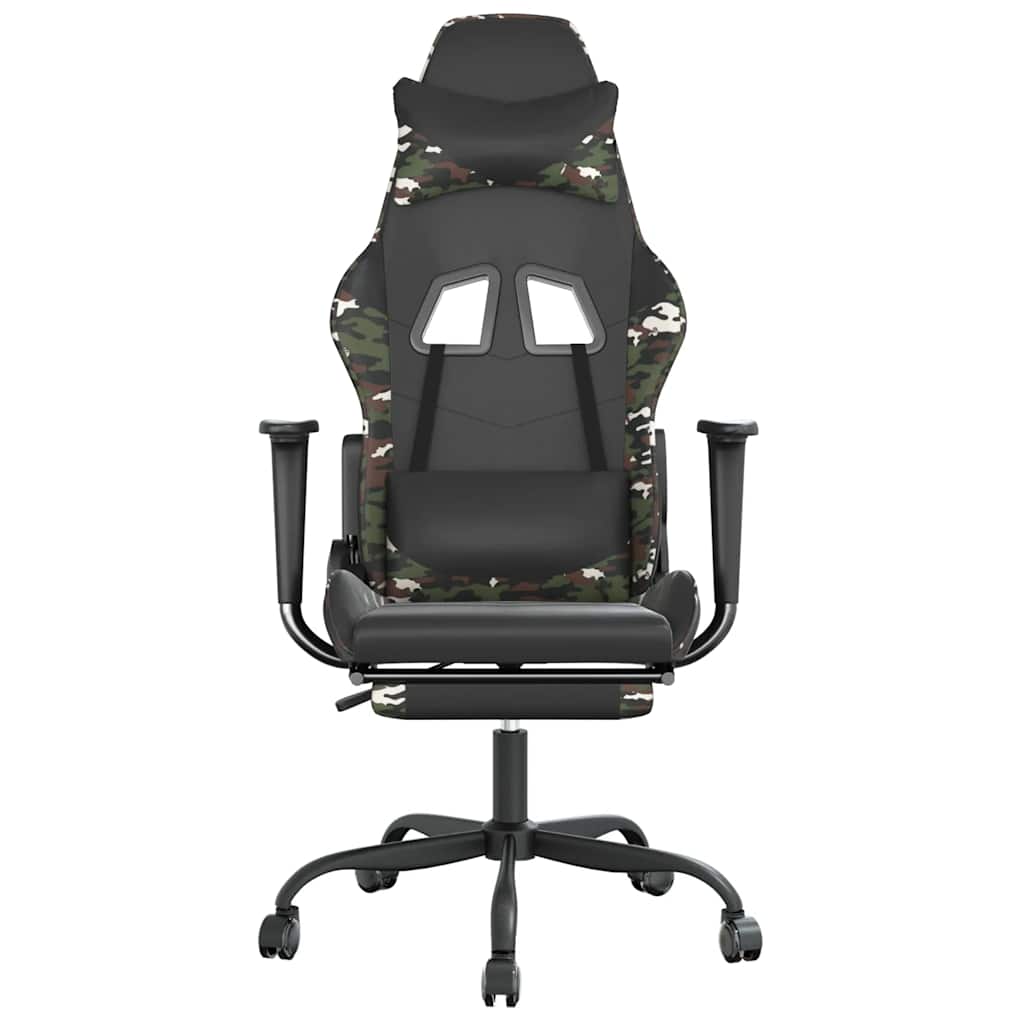Massage Gaming Chair Black&Camouflage Faux Leather