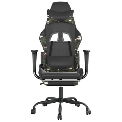 Massage Gaming Chair Black&Camouflage Faux Leather