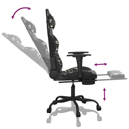 Massage Gaming Chair Black&Camouflage Faux Leather