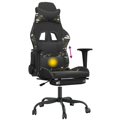 Massage Gaming Chair Black&Camouflage Faux Leather