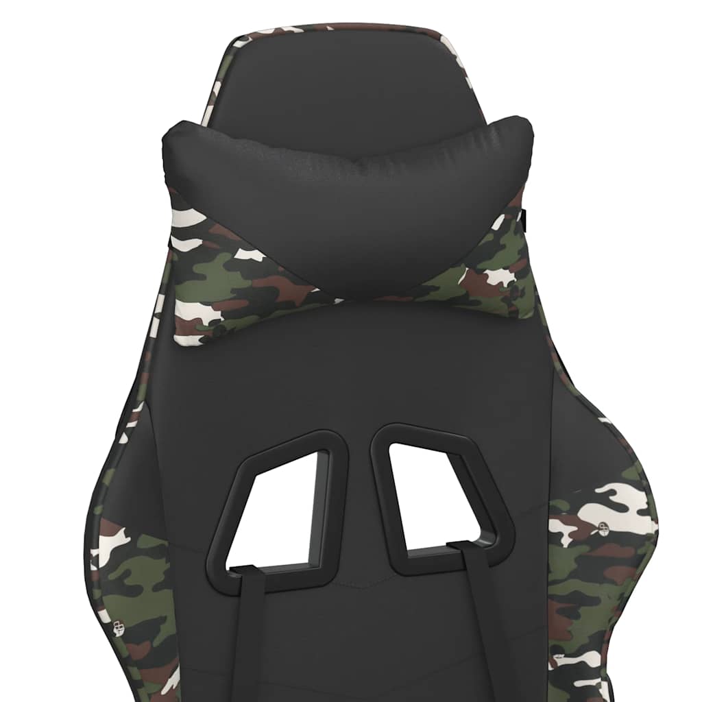 Massage Gaming Chair Black&Camouflage Faux Leather