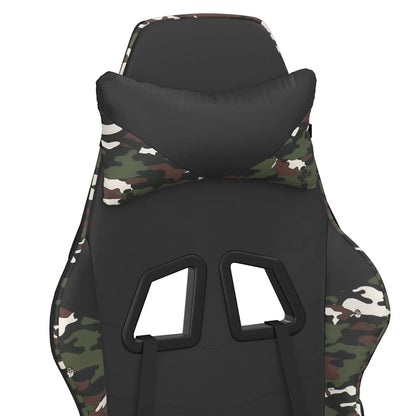 Massage Gaming Chair Black&Camouflage Faux Leather