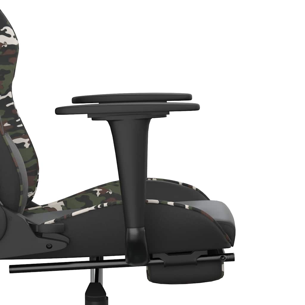 Massage Gaming Chair Black&Camouflage Faux Leather