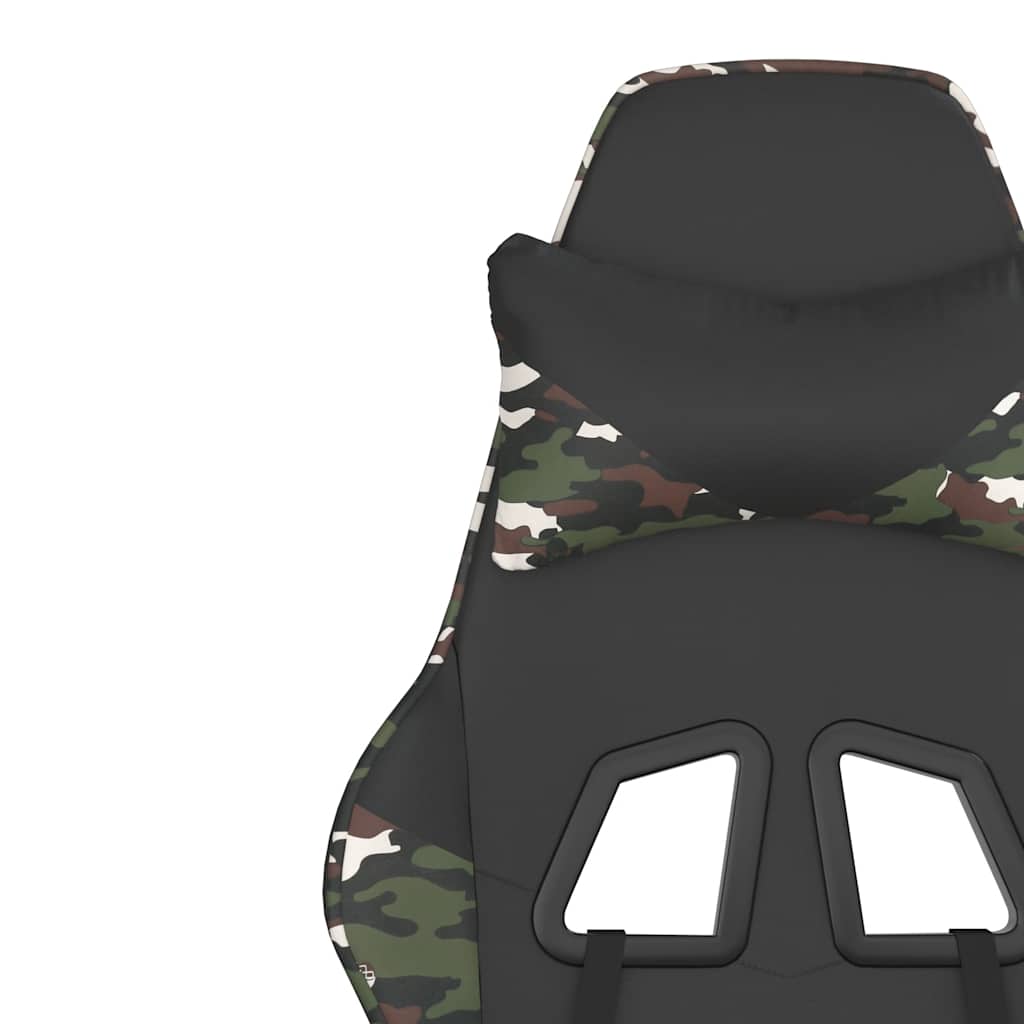 Massage Gaming Chair Black&Camouflage Faux Leather
