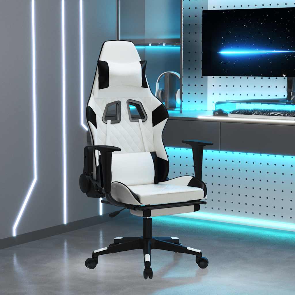Massage Gaming Chair Black&Camouflage Faux Leather