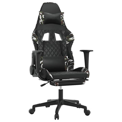 Massage Gaming Chair Black&Camouflage Faux Leather