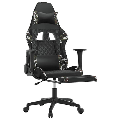 Massage Gaming Chair Black&Camouflage Faux Leather