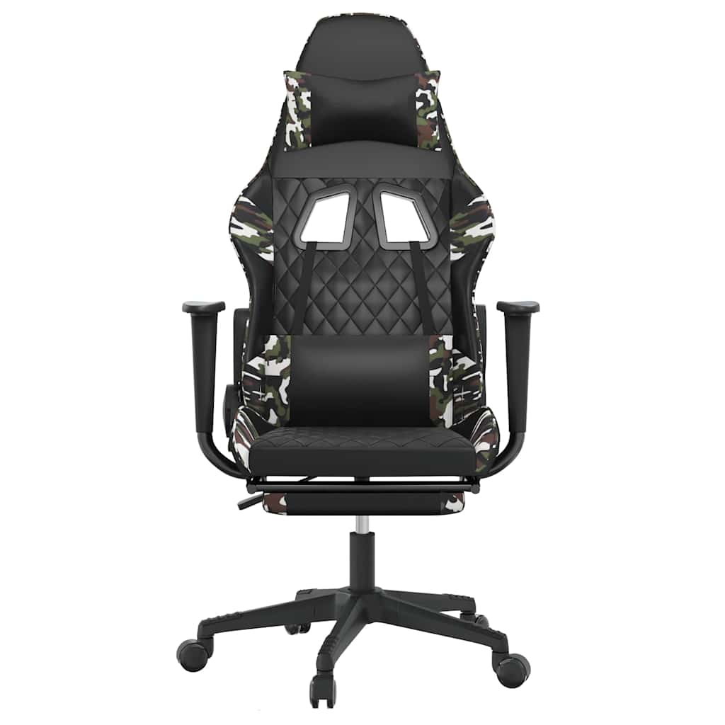 Massage Gaming Chair Black&Camouflage Faux Leather