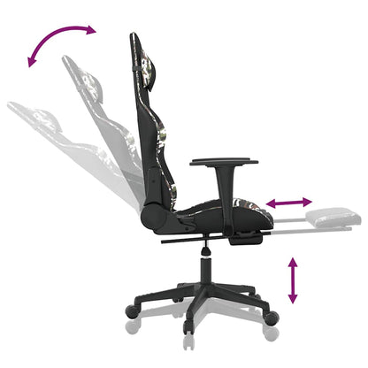 Massage Gaming Chair Black&Camouflage Faux Leather