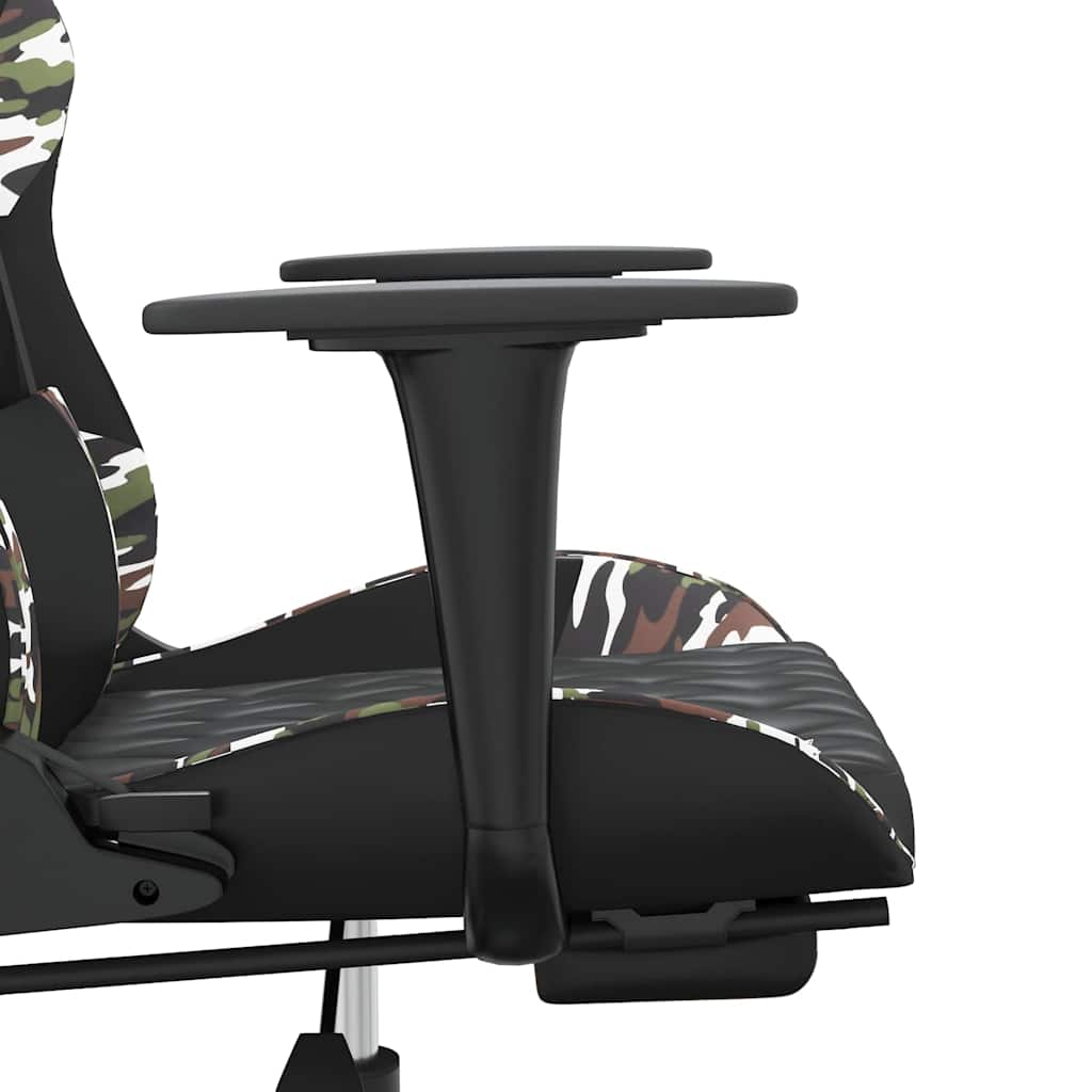 Massage Gaming Chair Black&Camouflage Faux Leather