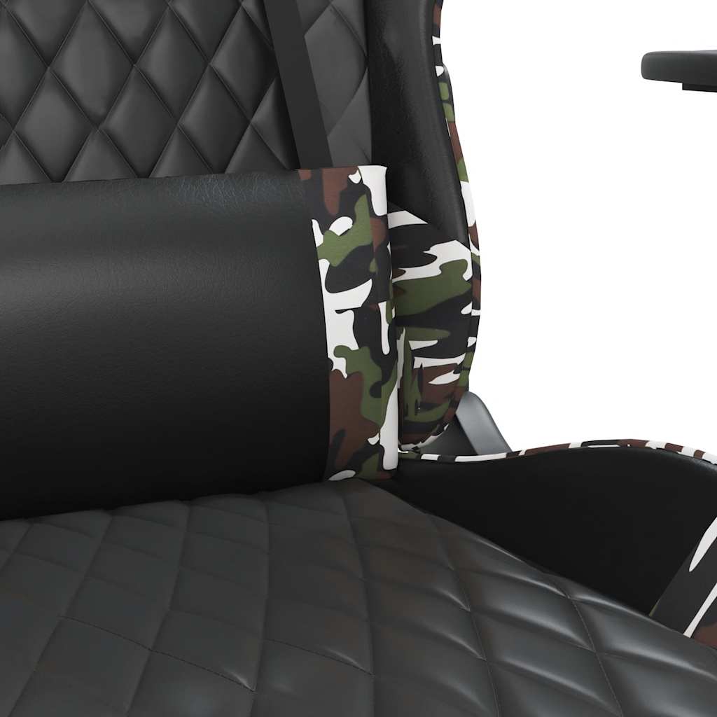 Massage Gaming Chair Black&Camouflage Faux Leather