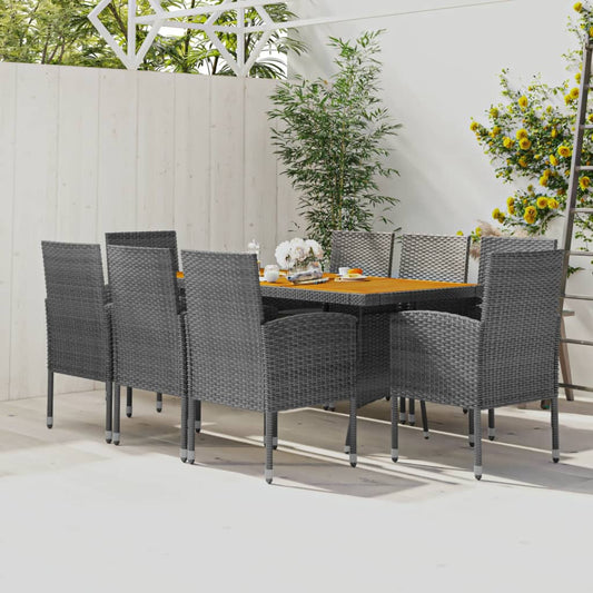 9 Piece Outdoor Dining Set Poly Rattan