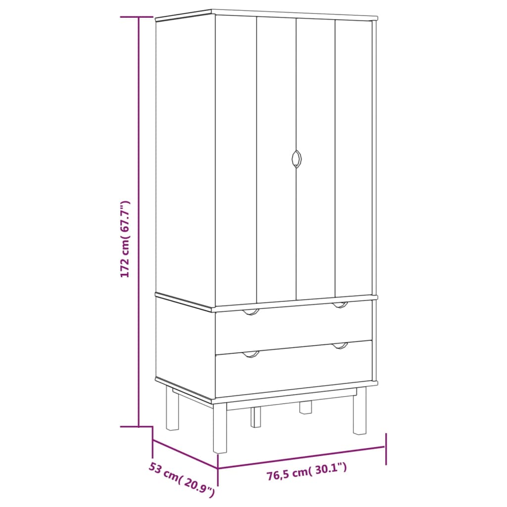 Wardrobe Otta 76.5X53X172 Cm Solid Wood Pine