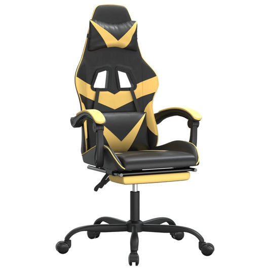 Swivel Gaming Chair Black&Gold Faux Leather