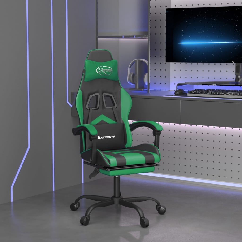Swivel Gaming Chair Black&Grey Faux Leather