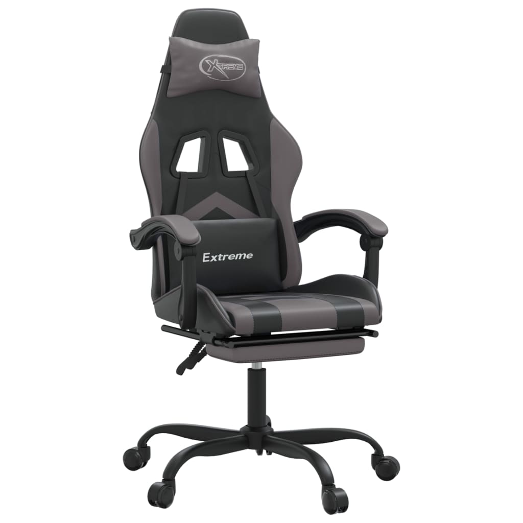 Swivel Gaming Chair Black&Grey Faux Leather
