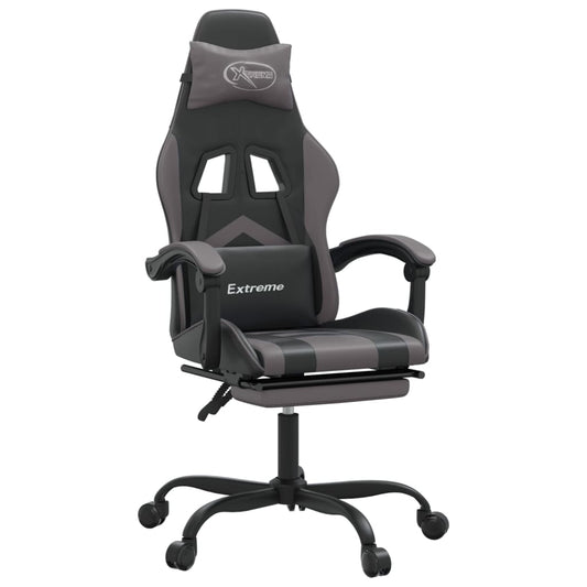 Swivel Gaming Chair Black&Grey Faux Leather