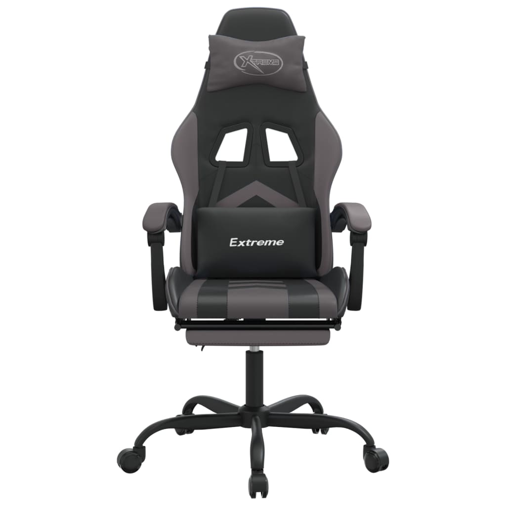 Swivel Gaming Chair Black&Grey Faux Leather