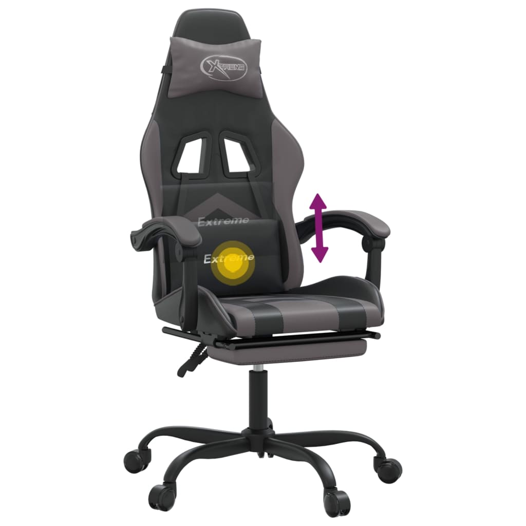 Swivel Gaming Chair Black&Grey Faux Leather