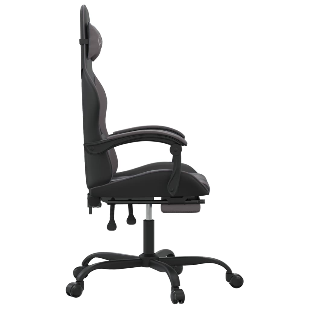 Swivel Gaming Chair Black&Grey Faux Leather