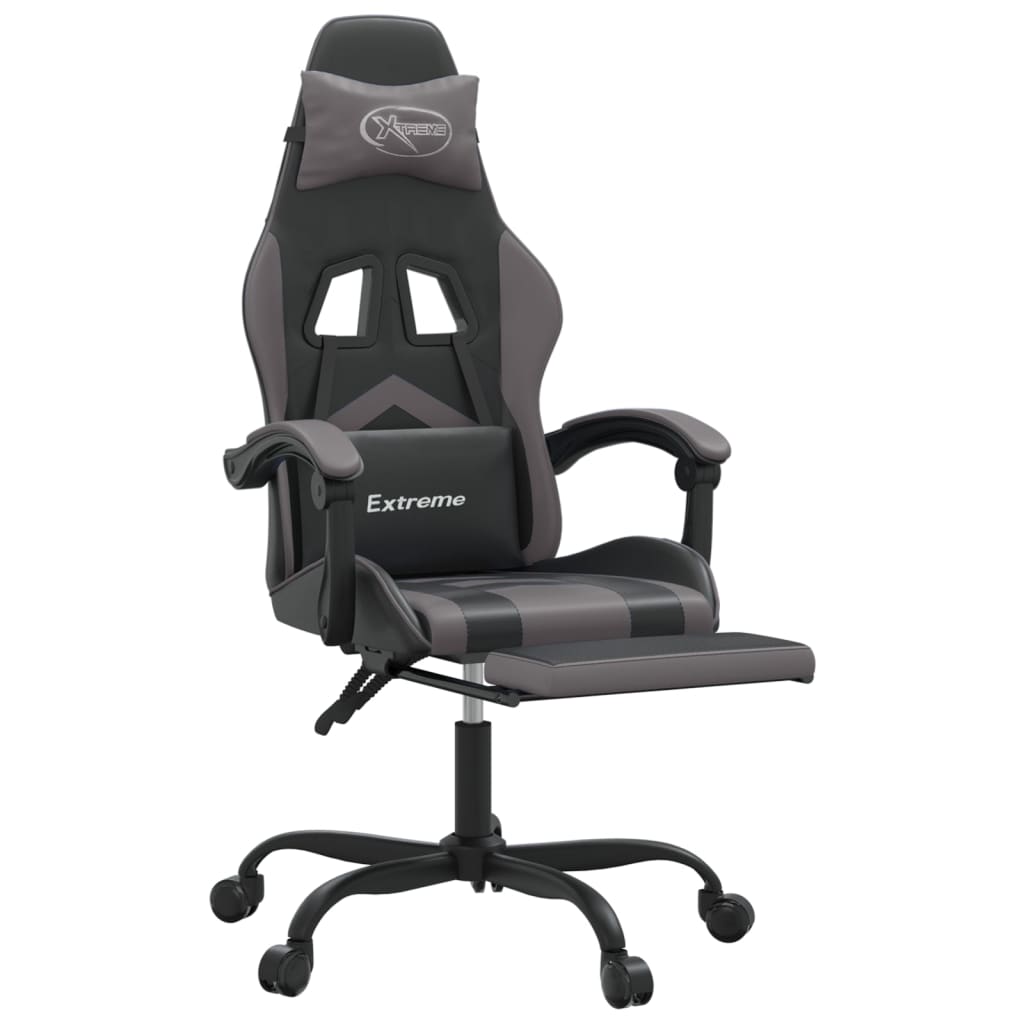 Swivel Gaming Chair Black&Grey Faux Leather