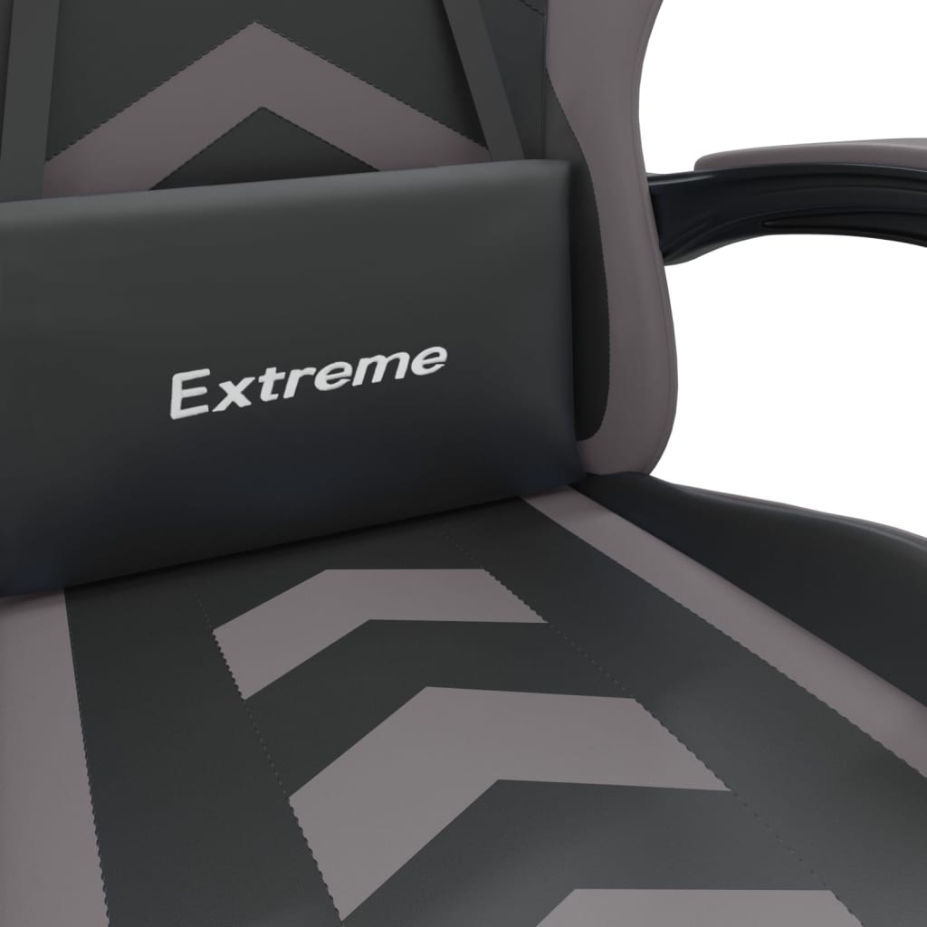 Swivel Gaming Chair Black&Grey Faux Leather