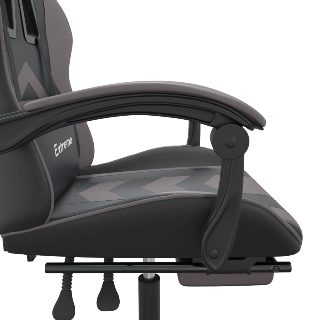 Swivel Gaming Chair Black&Grey Faux Leather