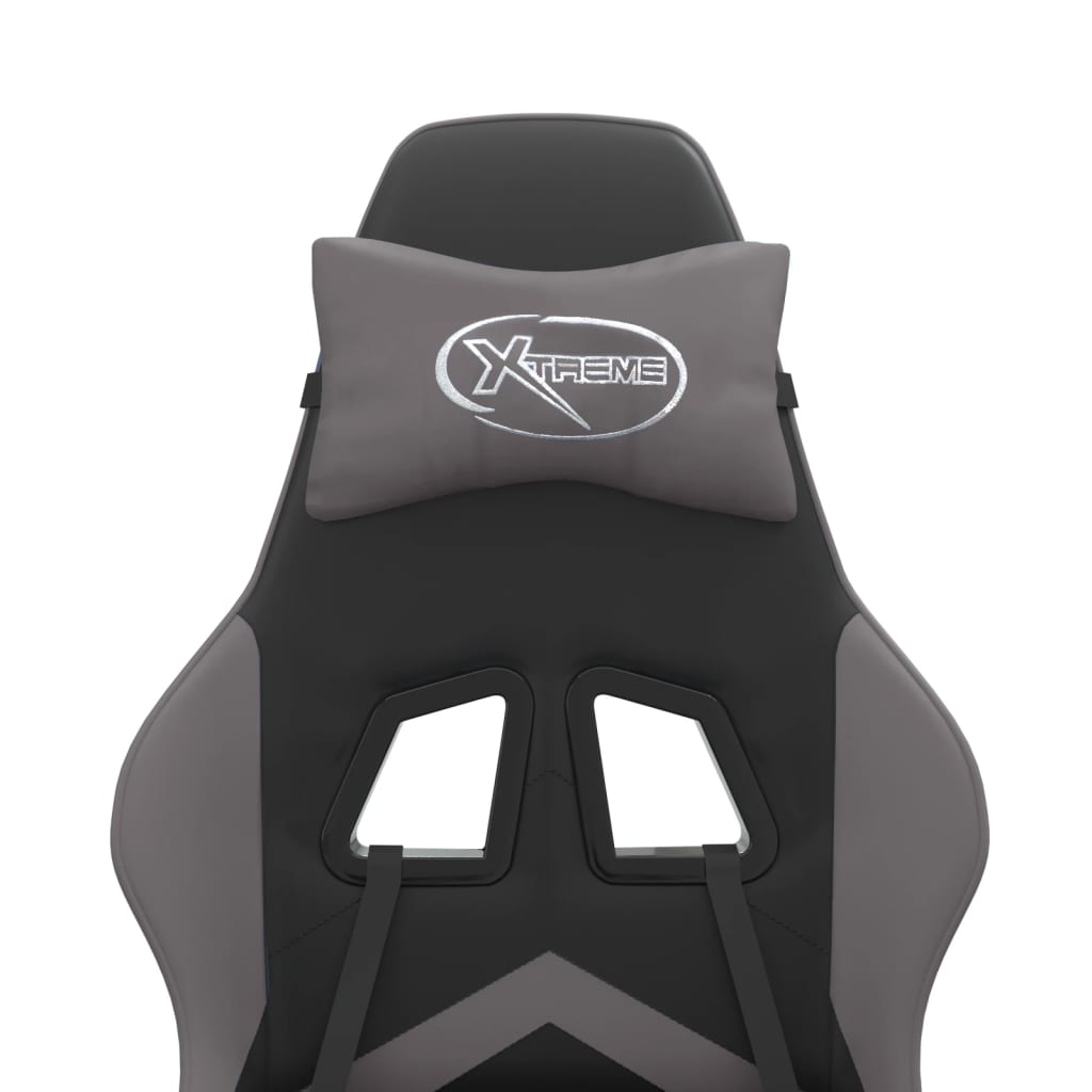 Swivel Gaming Chair Black&Grey Faux Leather