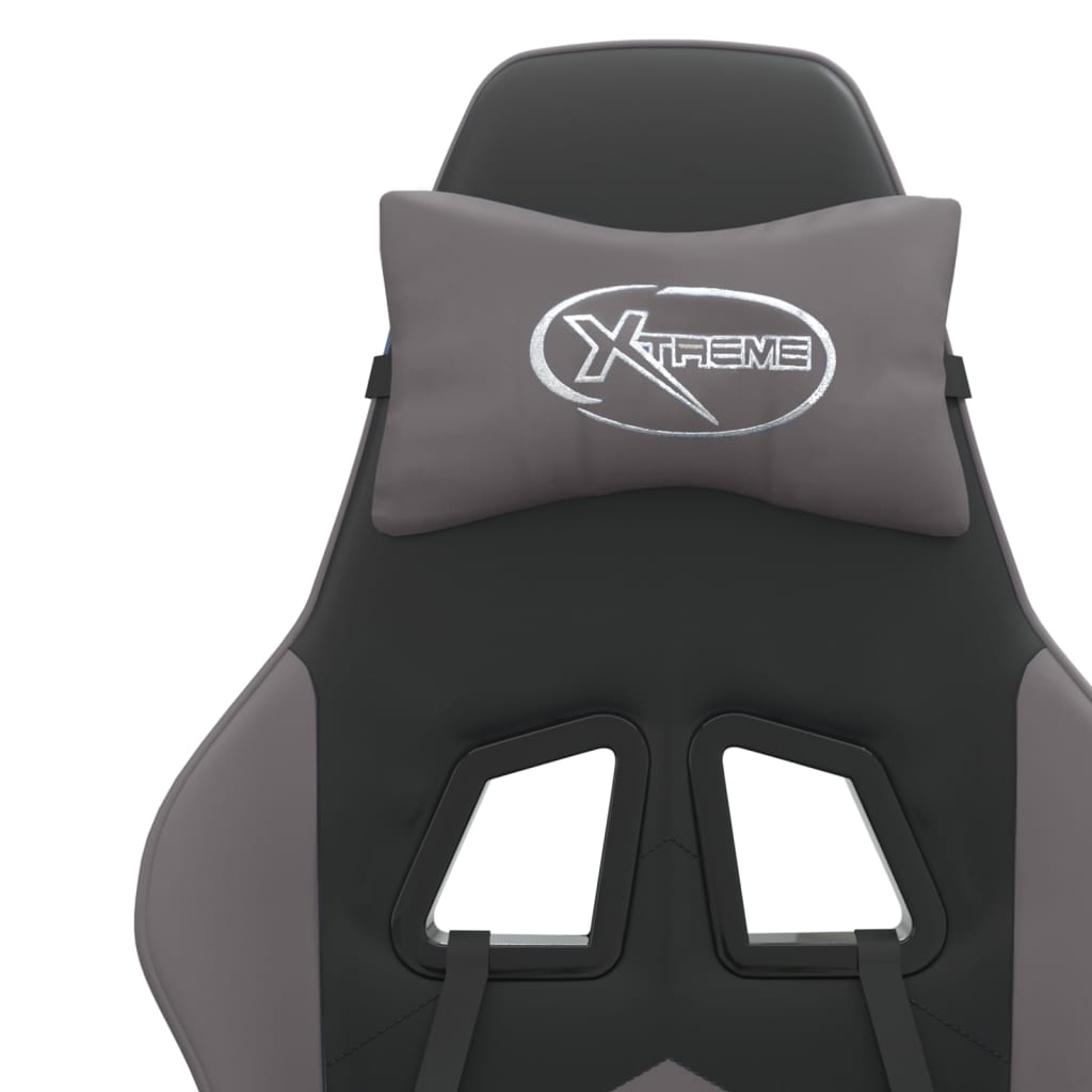 Swivel Gaming Chair Black&Grey Faux Leather