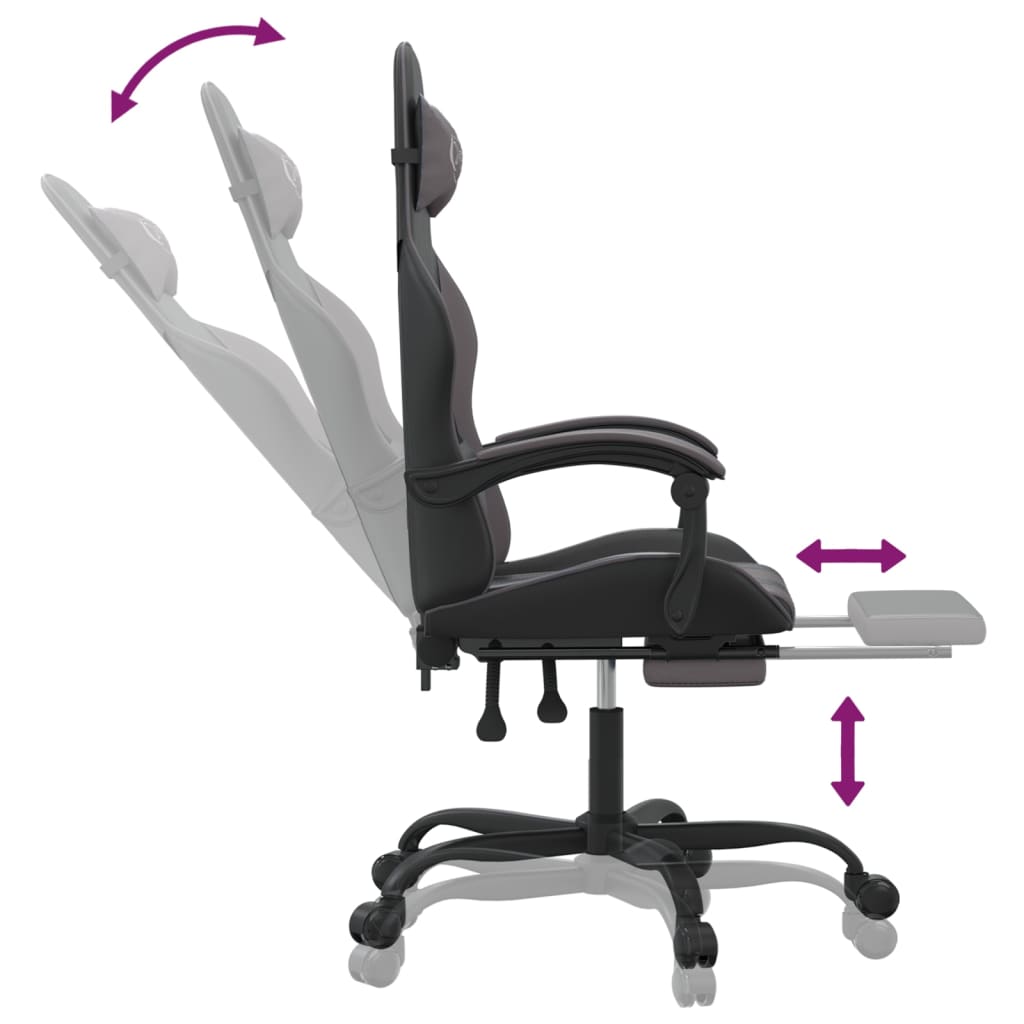 Swivel Gaming Chair Black&Grey Faux Leather