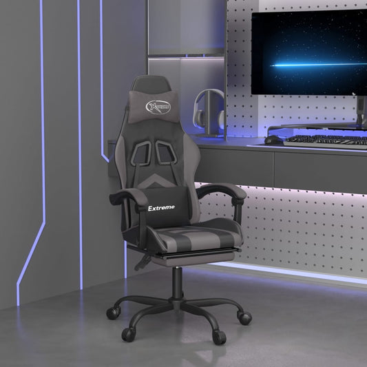 Swivel Gaming Chair Black&Grey Faux Leather