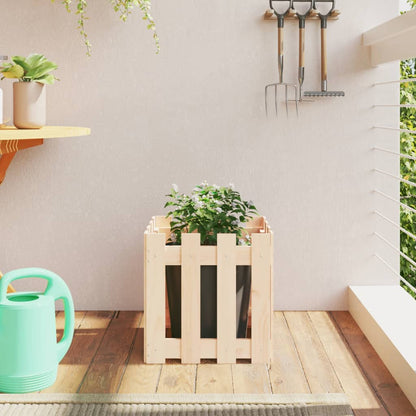 Garden Raised Bed With Fence Design White Solid Wood Pine