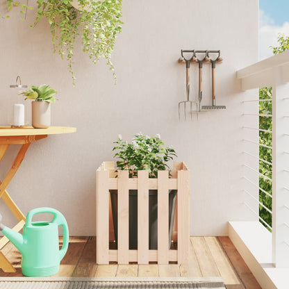 Garden Raised Bed With Fence Design White Solid Wood Pine