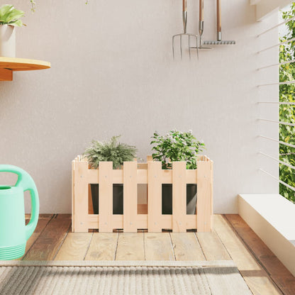 Garden Raised Bed With Fence Design White Solid Wood Pine