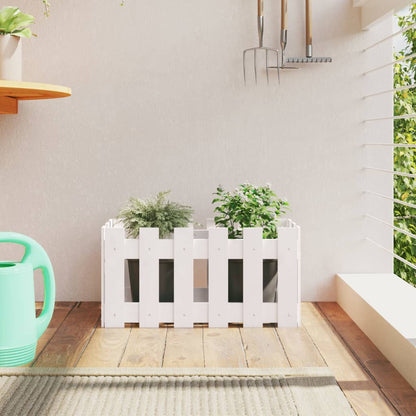 Garden Raised Bed With Fence Design White Solid Wood Pine