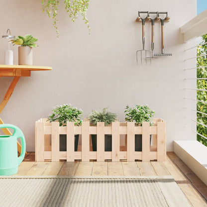 Garden Raised Bed With Fence Design White Solid Wood Pine