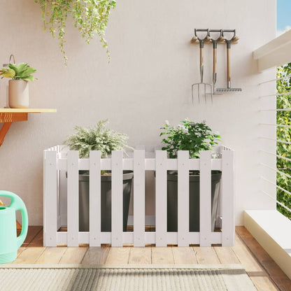 Garden Raised Bed With Fence Design White Solid Wood Pine