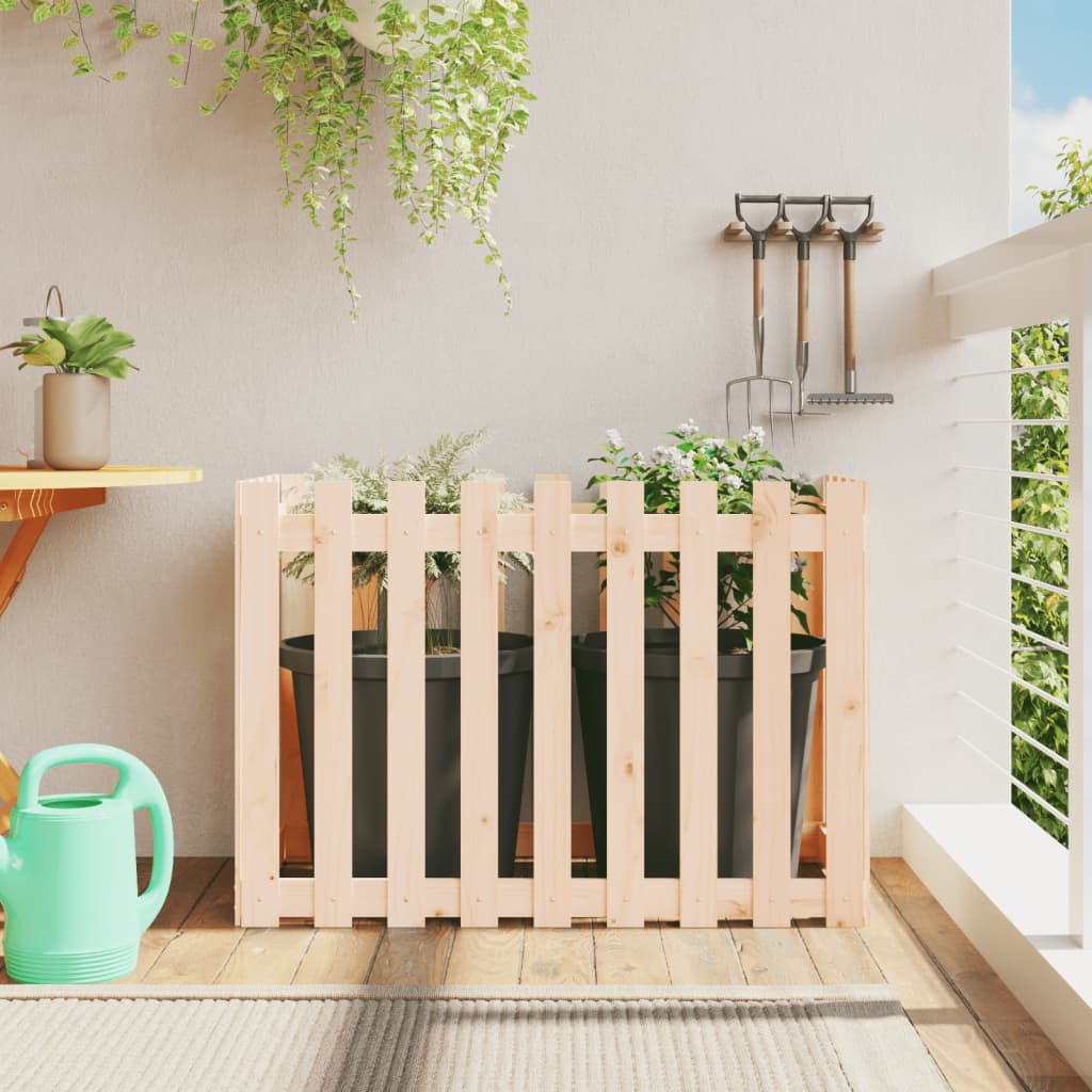 Garden Raised Bed With Fence Design White Solid Wood Pine