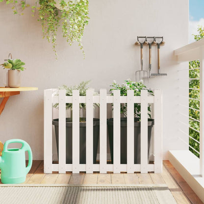 Garden Raised Bed With Fence Design White Solid Wood Pine