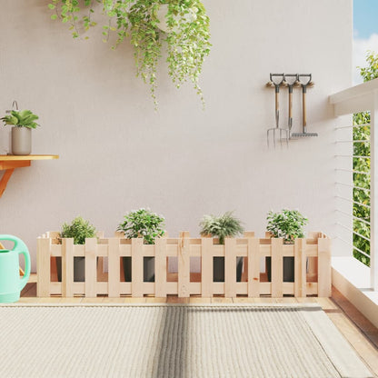 Garden Raised Bed With Fence Design White Solid Wood Pine
