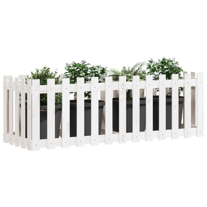 Garden Raised Bed With Fence Design White Solid Wood Pine