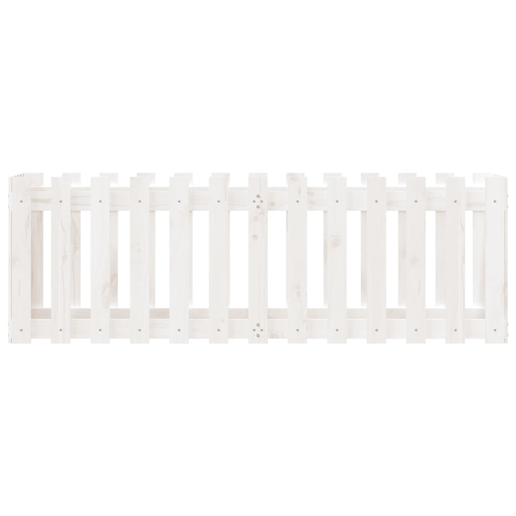Garden Raised Bed With Fence Design White Solid Wood Pine