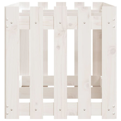 Garden Raised Bed With Fence Design White Solid Wood Pine