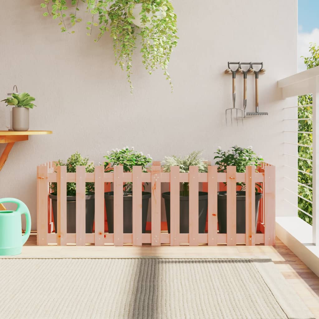 Garden Raised Bed With Fence Design White Solid Wood Pine