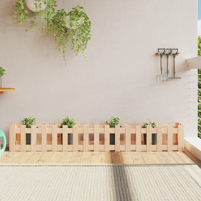 Garden Raised Bed With Fence Design White Solid Wood Pine