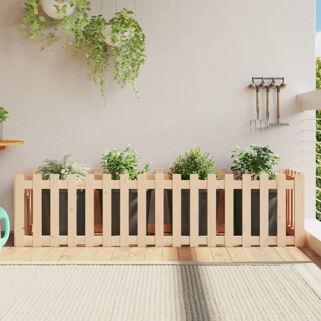 Garden Raised Bed With Fence Design White Solid Wood Pine