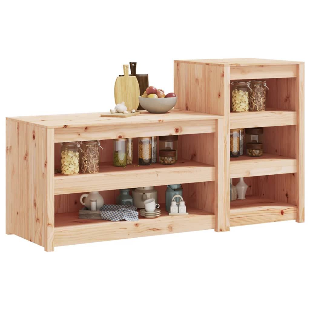 Outdoor Kitchen Cabinets 2 Pcs Solid Wood Pine