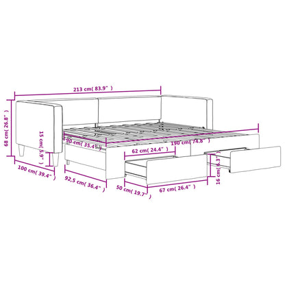 Daybed With Trundle&Drawers Without Mattress