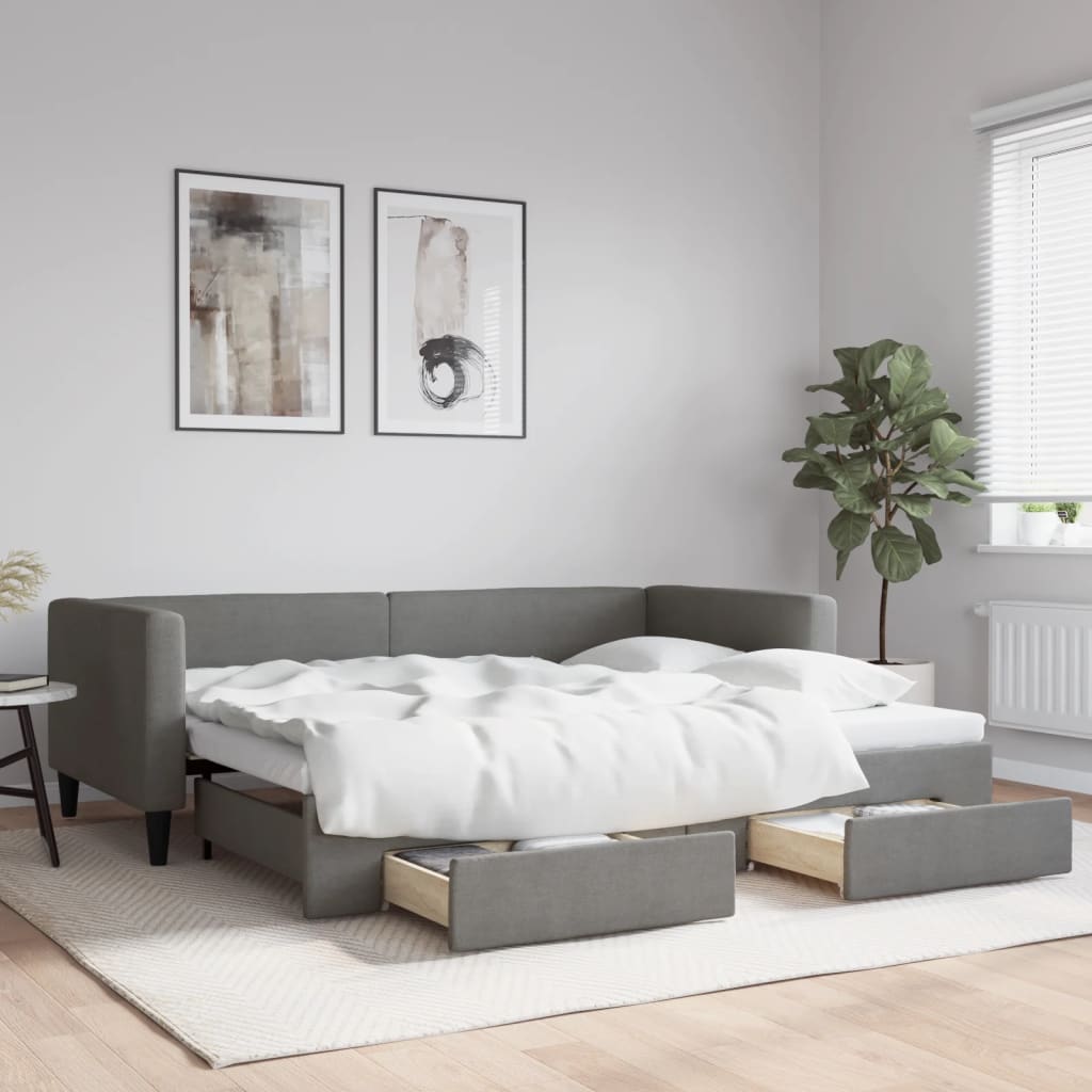 Daybed With Trundle&Drawers Without Mattress