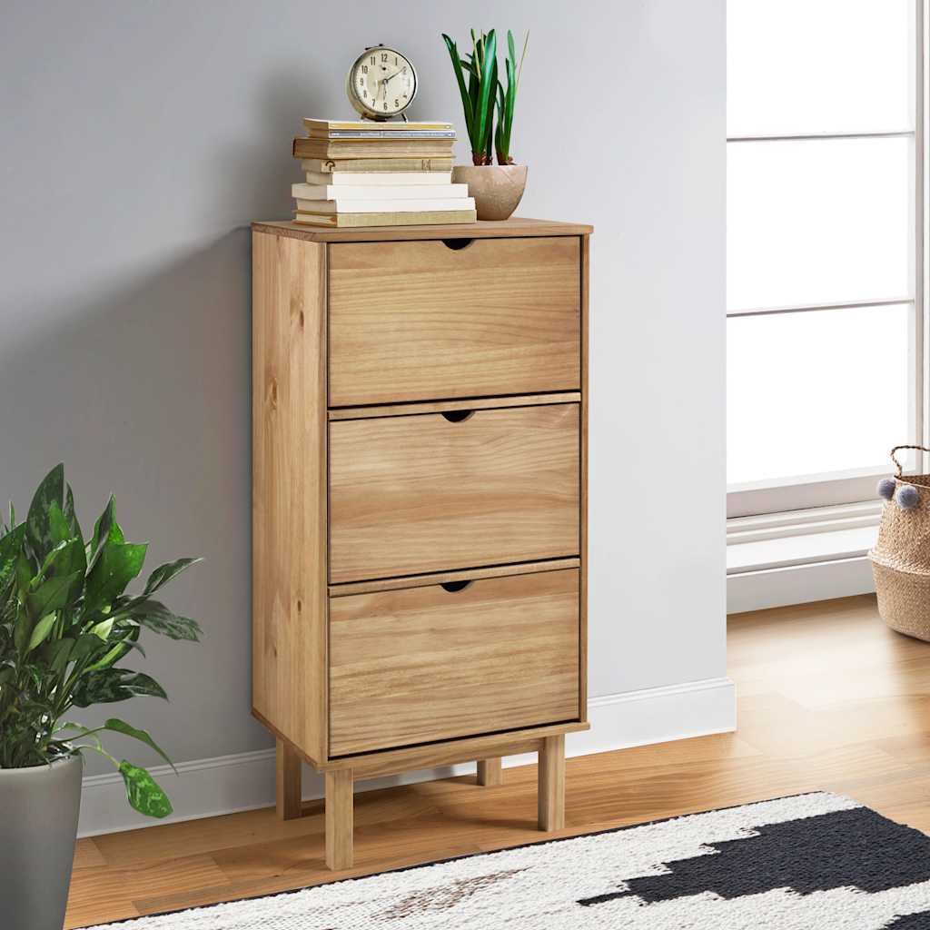Shoe Cabinet Otta With 3 Drawers Solid Wood Pine